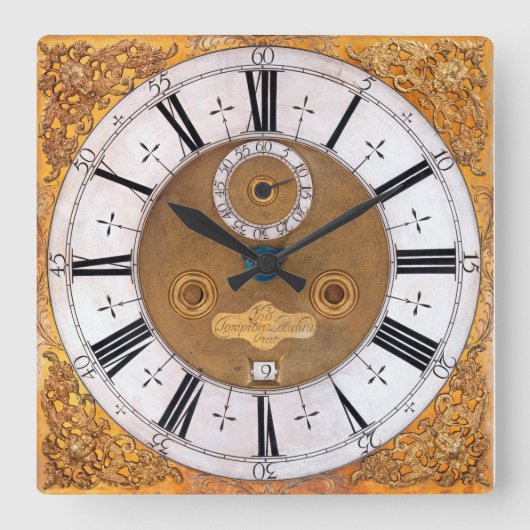 アンティーク1700トーマトンプイオンプリント スクエア壁時計 (正面)