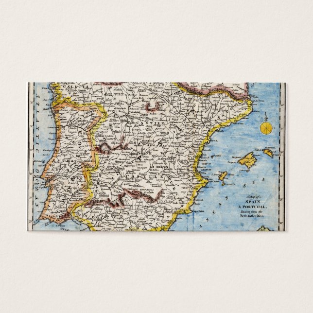 アンティーク1700年代のスペインとポルトガルの地図 (正面)