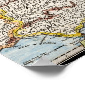 アンティーク1700年代のスペインとポルトガルの地図 ポスター (角)