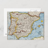 アンティーク1700年代のスペインとポルトガルの地図 ポストカード (正面/裏面)