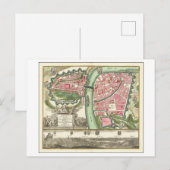 アンティーク1730チェコのプラハの地図 ポストカード (正面/裏面)