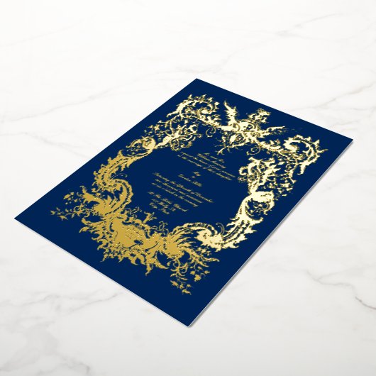 アンティーク1745バロック・ロココカルトゥーシュ 箔招待状 (回転した状態)