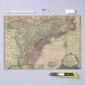 アンティーク1763北アメリカ地図、復元されたデコページ 薄葉紙 (クラフト)