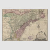 アンティーク1763北アメリカ地図、復元されたデコページ 薄葉紙 (正面)