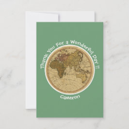 アンティーク1786東半球マップテーマパーティー サンキューカード