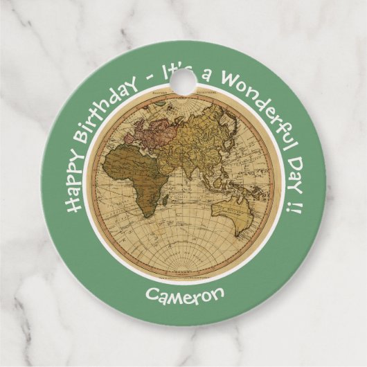 アンティーク1786東半球マップテーマパーティー フェイバータグ (正面)