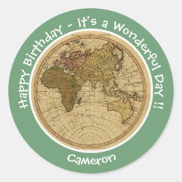 アンティーク1786東半球マップテーマパーティー ラウンドシール