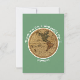 アンティーク1786西半球マップテーマパーティー サンキューカード