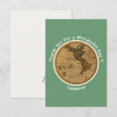 アンティーク1786西半球マップテーマパーティー サンキューカード (正面/裏面)