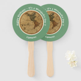 アンティーク1786西半球マップテーマパーティー ハンドファン