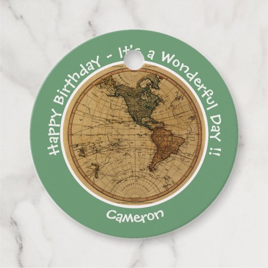 アンティーク1786西半球マップテーマパーティー フェイバータグ (正面)