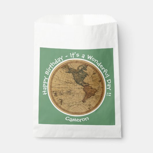 アンティーク1786西半球マップテーマパーティー フェイバーバッグ (正面)