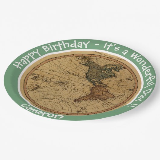 アンティーク1786西半球マップテーマパーティー ペーパープレート (アングル)