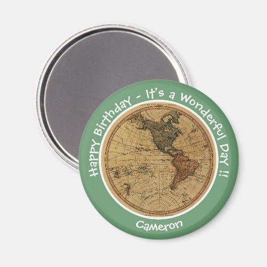 アンティーク1786西半球マップテーマパーティー マグネット (正面/裏面)