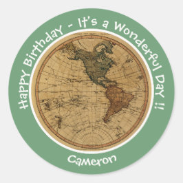 アンティーク1786西半球マップテーマパーティー ラウンドシール