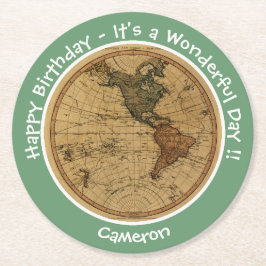 アンティーク1786西半球マップテーマパーティー ラウンドペーパーコースター
