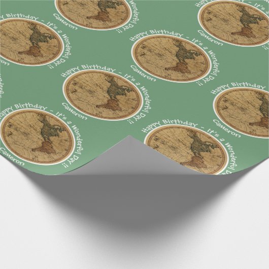 アンティーク1786西半球マップテーマパーティー ラッピングペーパー (角)