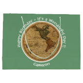 アンティーク1786西半球マップテーマパーティー ラージペーパーバッグ (裏面)