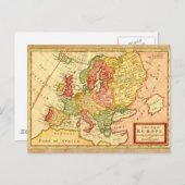 アンティーク17thセンチュリーハーマンモル欧州地図 ポストカード (正面/裏面)