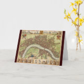 アンティーク17th世紀ロンドンW.ホラーの地図 カード (黄色い花)