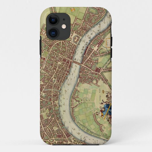 アンティーク17th世紀ロンドンW.ホラーの地図 Case-Mate iPhoneケース (裏面)