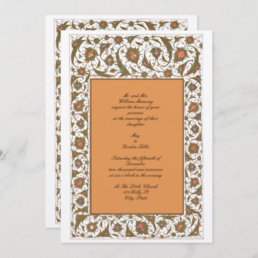 アンティーク18世紀ペルシアフローラ 招待状 (正面/裏面)