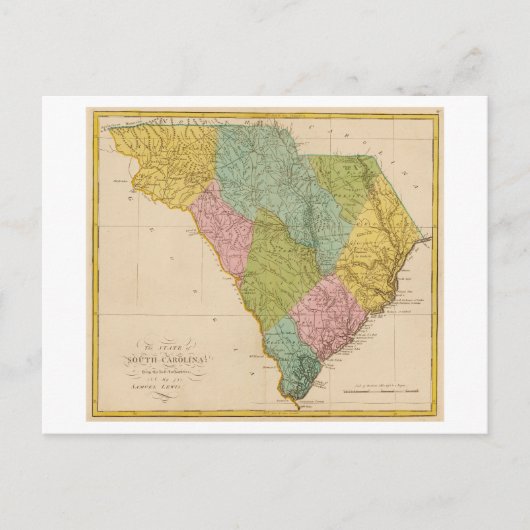 アンティーク1815サウスカロライナの地図 ポストカード (正面)