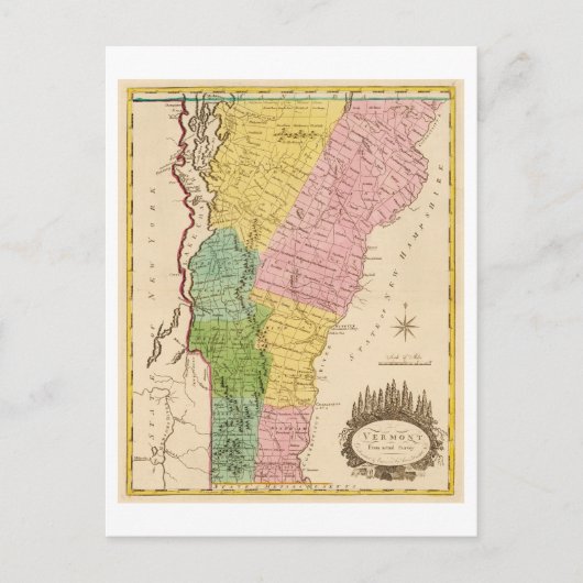 アンティーク1815バーモントの地図 ポストカード (正面)