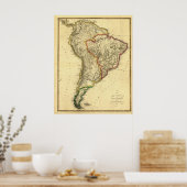 アンティーク1817サミュエル・ルイスによる南米の地図 ポスター (キッチン)