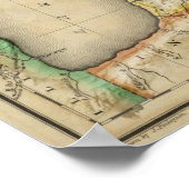 アンティーク1822ミシガンの地図とモダンレリーフ、 浮き彫り ポスター (角)