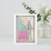 アンティーク1855イリノイ州シカゴの地図 ポストカード (スタンド正面)