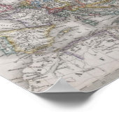 アンティーク1862年頃のヨーロッパの地図 ポスター (角)