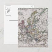 アンティーク1862年頃のヨーロッパの地図 ポストカード (正面/裏面)