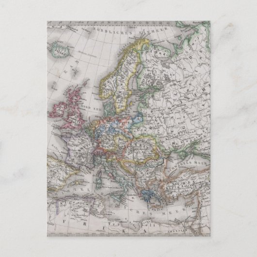アンティーク1862年頃のヨーロッパの地図 ポストカード (正面)