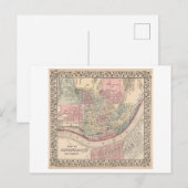 アンティーク1868シンシナチの地図 ポストカード (正面/裏面)