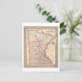 アンティーク1868ミネソタの地図 ポストカード (スタンド正面)