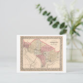 アンティーク1868ワシントンDCの地図 ポストカード (スタンド正面)