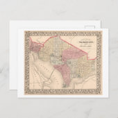 アンティーク1868ワシントンDCの地図 ポストカード (正面/裏面)