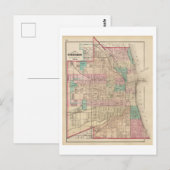 アンティーク1873イリノイ州シカゴの地図 ポストカード (正面/裏面)