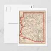 アンティーク1883アリゾナの地図 ポストカード (正面/裏面)