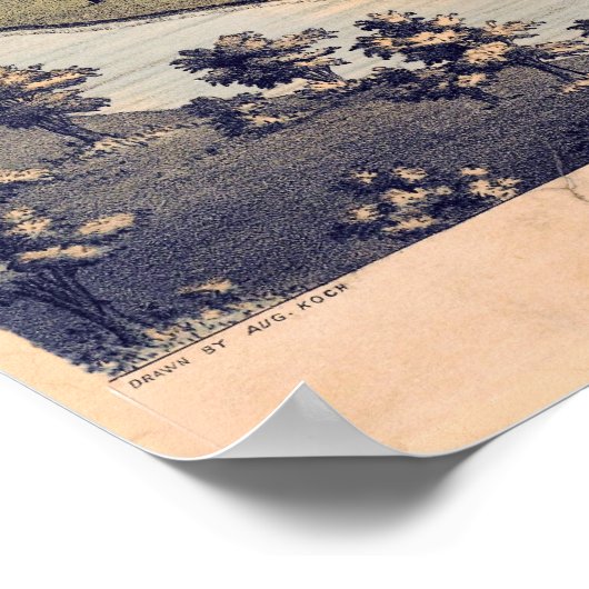 アンティーク1885米国テキサス州市エルパソの地図 ポスター (角)