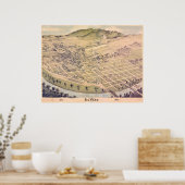 アンティーク1885米国テキサス州市エルパソの地図 ポスター (キッチン)