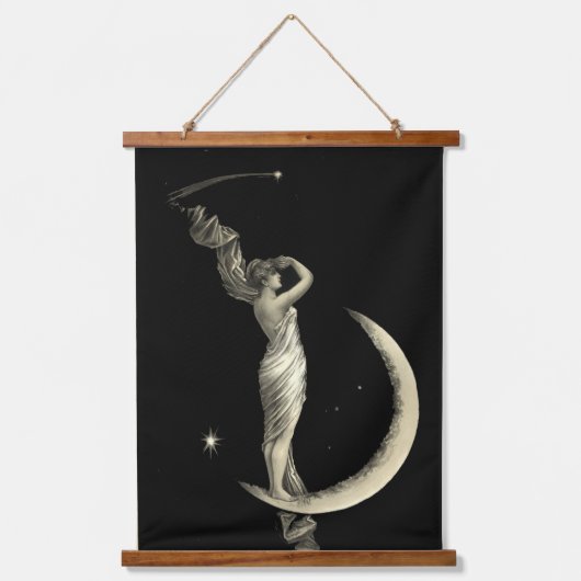 アンティーク1889女性オンクレセントムーンプリント 吊り下げ型タペストリー (正面)