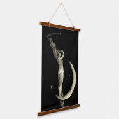 アンティーク1889女性オンクレセントムーンプリント 吊り下げ型タペストリー (傾斜あり)