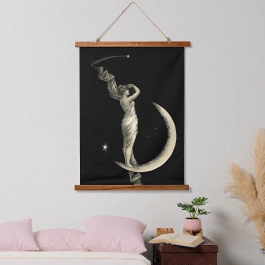 アンティーク1889女性オンクレセントムーンプリント 吊り下げ型タペストリー (寝室)