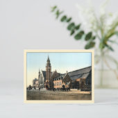 アンティーク1890色写真ブルージュ駅 ポストカード (スタンド正面)