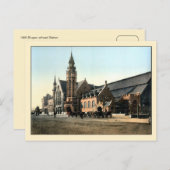 アンティーク1890色写真ブルージュ駅 ポストカード (正面/裏面)