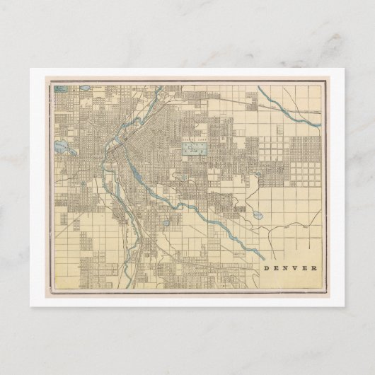 アンティーク1899コロラド，デンバーの地図 ポストカード (正面)