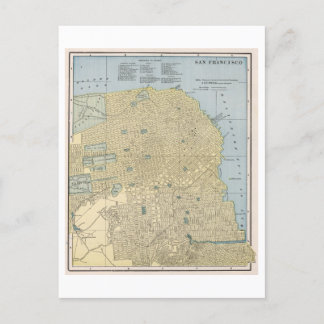 アンティーク1899サンフランシスコ，カリフォルニアの地図 ポストカード