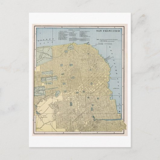 アンティーク1899サンフランシスコ，カリフォルニアの地図 ポストカード (正面)